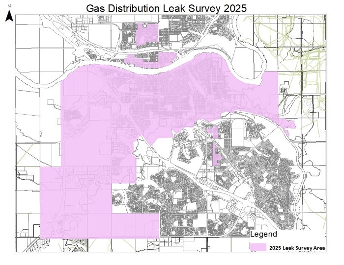Map of Medicine Hat that highlights Leak Survey area