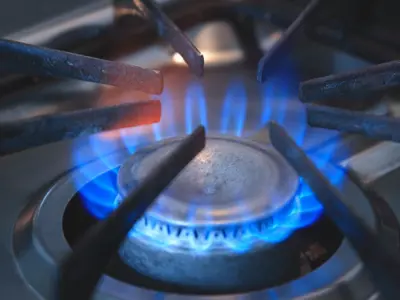 blue flame on a gas stove
