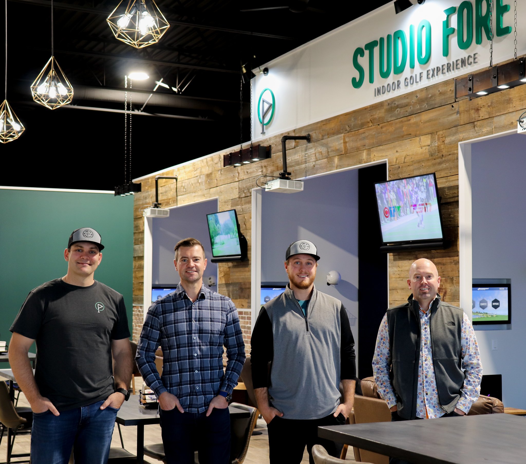 Matthew Serfas, left, owner, Justin Morin, owner, Matthew Taylor, manager, Jonny, right, owner, Studio Fore.