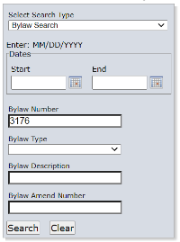 Screen shot of search screen in corporate database